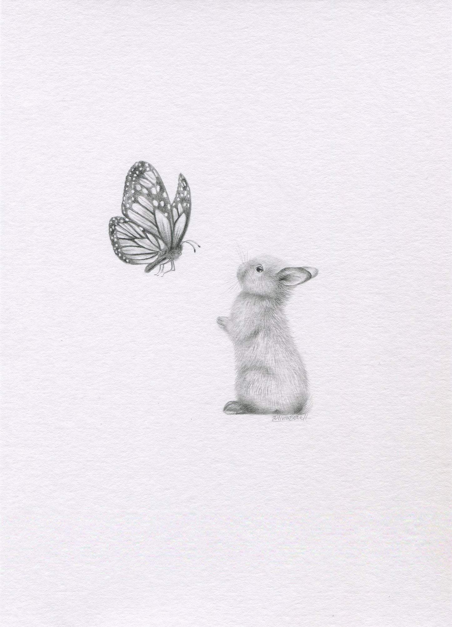 Mini one-off original 'Bunny and Butterfly'