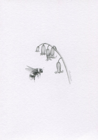 Mini one-off original 'Bee and Bluebells'