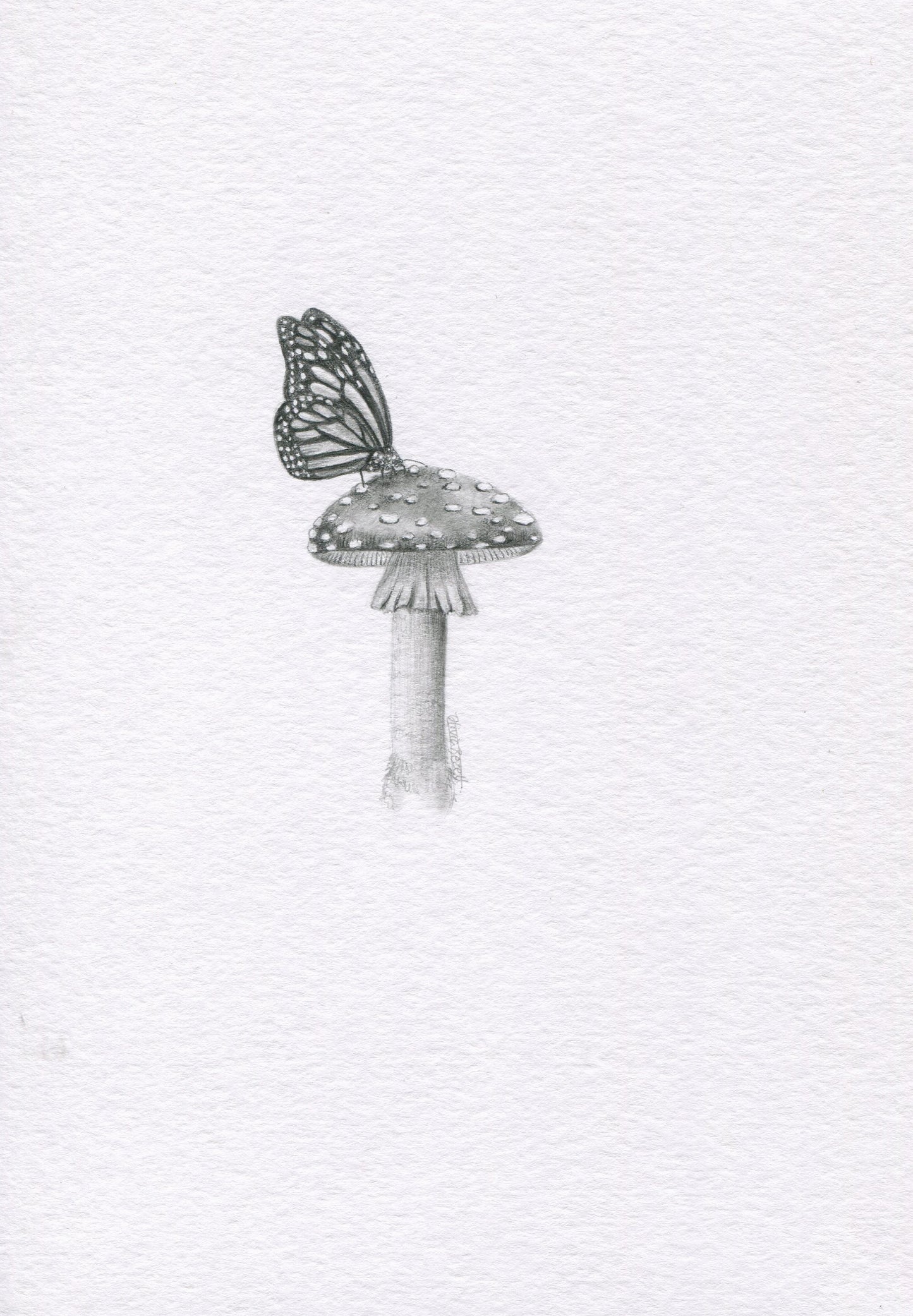 Mini one-off original 'Mushroom and Butterfly'