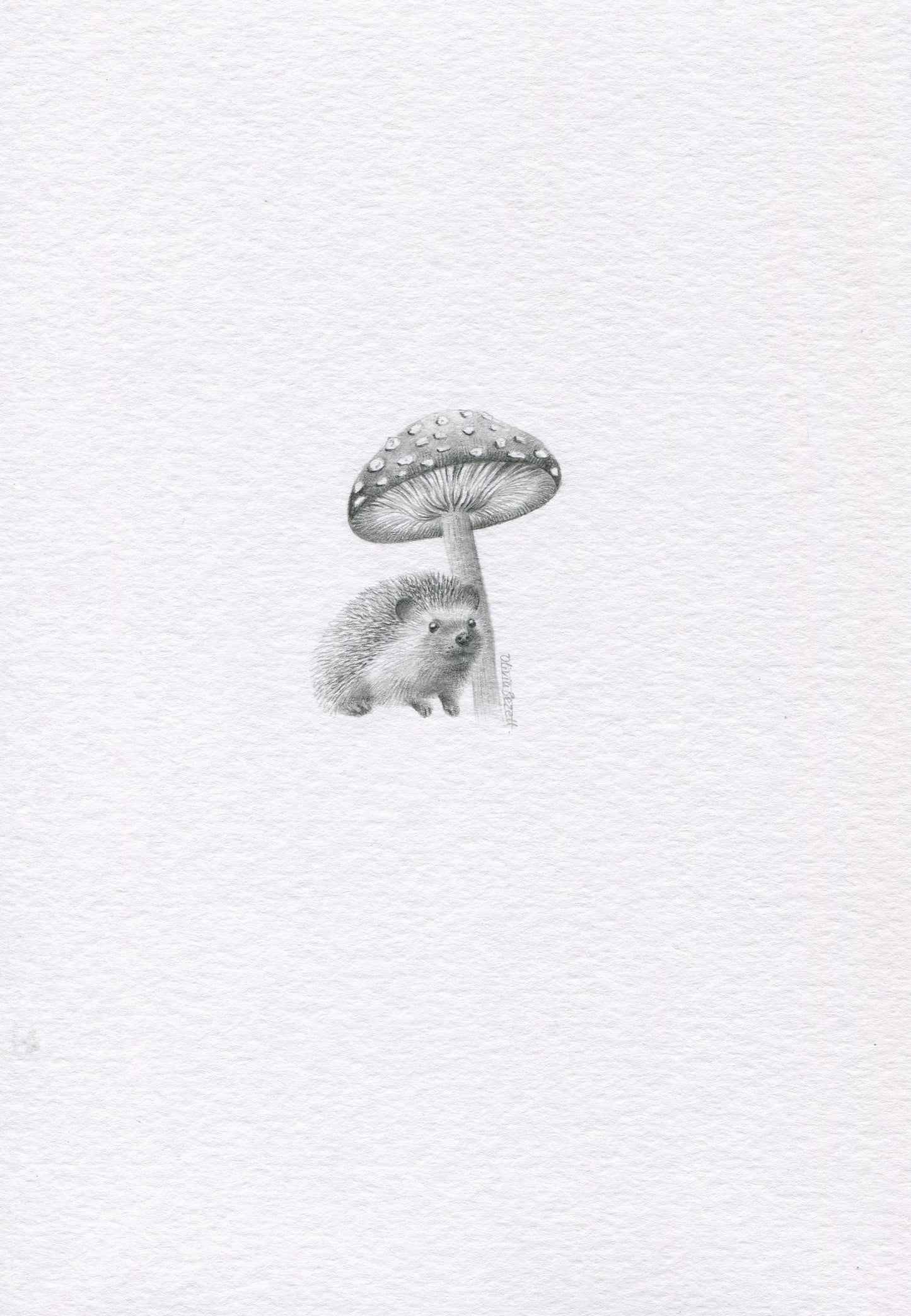 Mini one-off original 'Hedgehog and Mushroom'