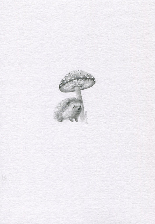 Mini one-off original 'Hedgehog and Mushroom'