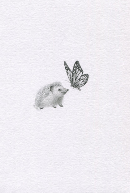 Mini one-off original 'Hedgehog and Butterfly'