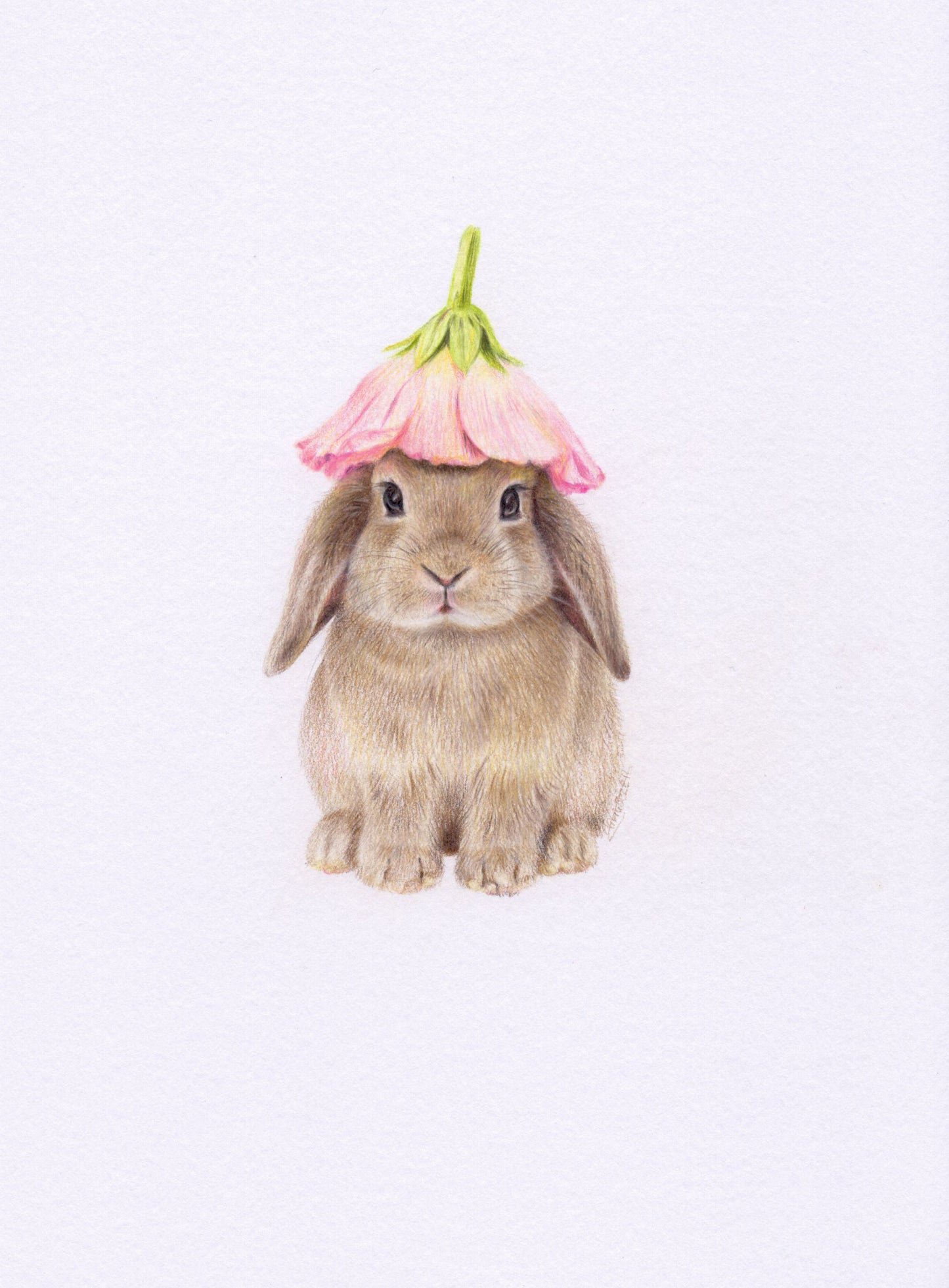 Mini one-off original 'Bunny with Flower Hat'