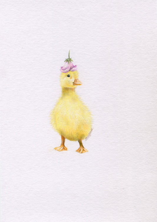 Mini one-off original 'Duckling with Flower Hat'