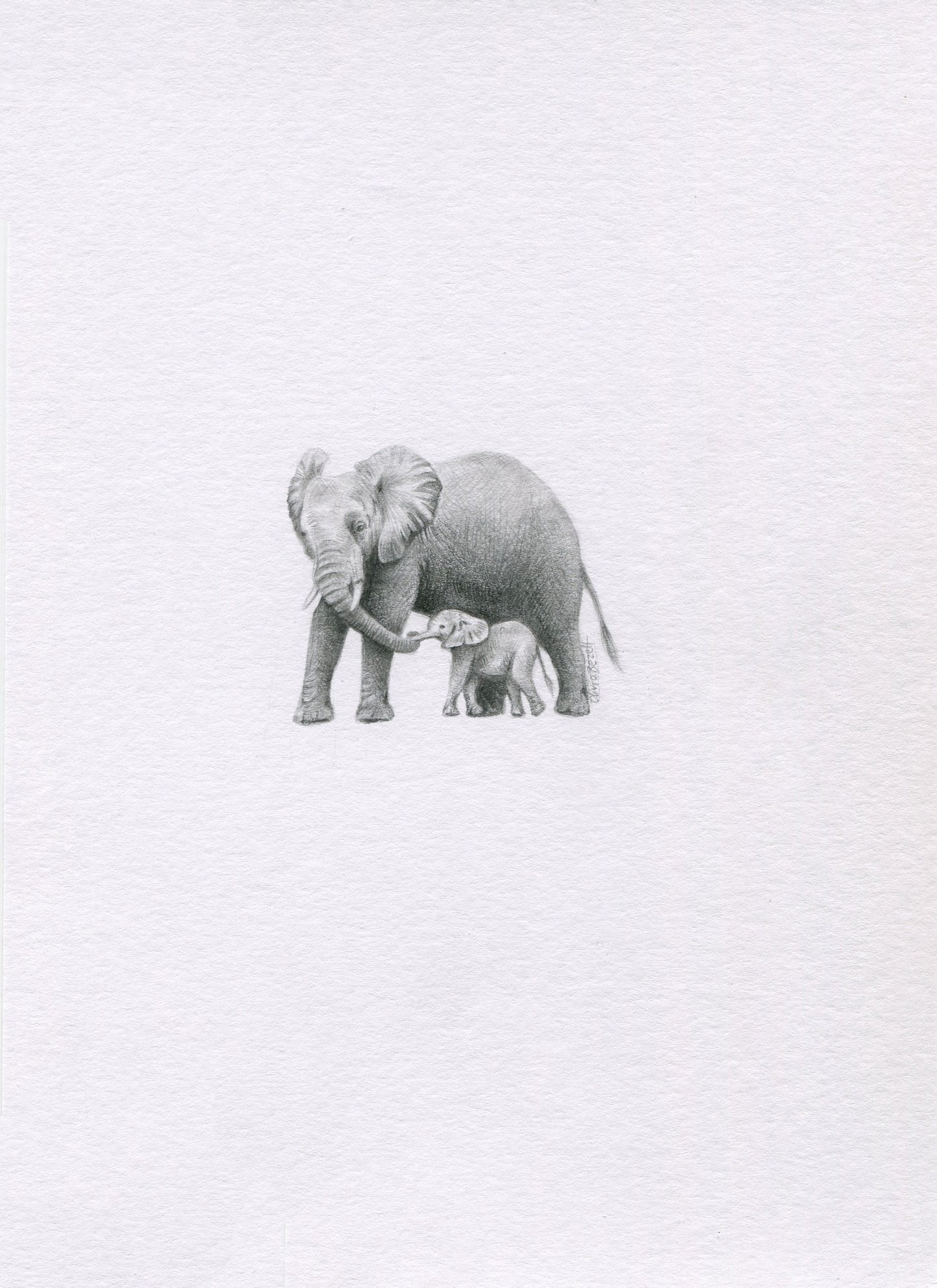 Mini one-off original 'Mum and Baby Elephant'