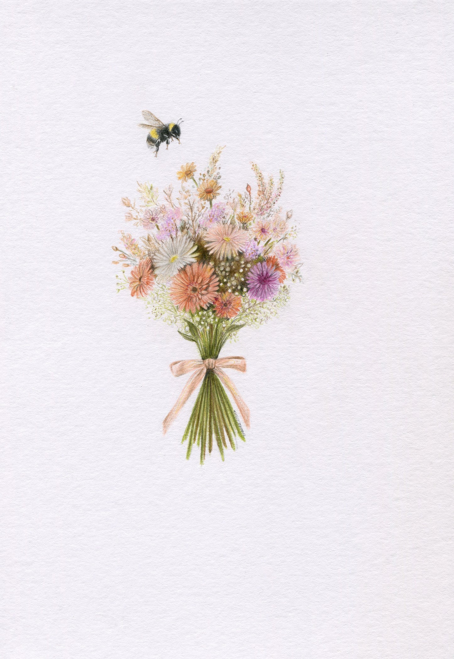 Mini one-off original 'Bouquet with Bee'