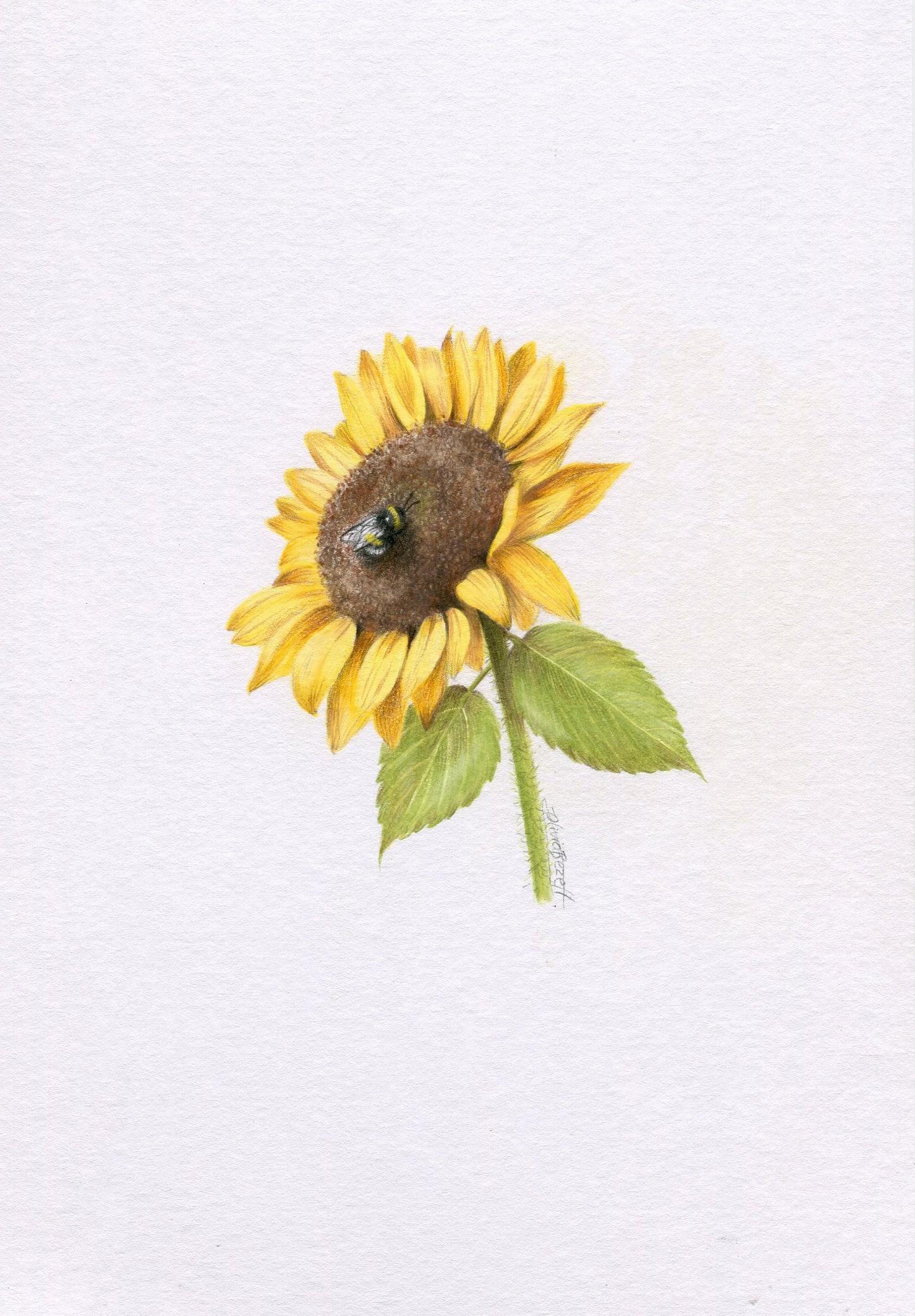 Mini one-off original 'Sunflower and Bee 3'