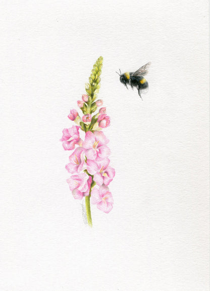 Mini one-off original 'coloured pencil bee 14'