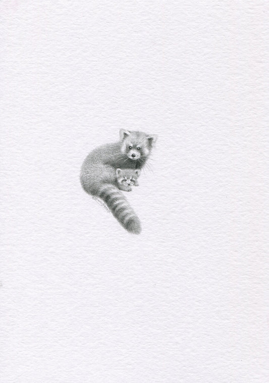 Mini one-off original 'Red Panda and Cub'