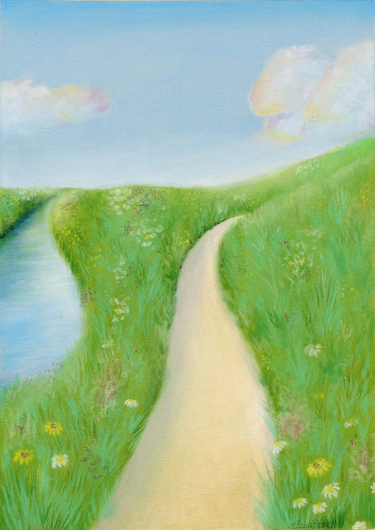 'Green meadow' pastel original