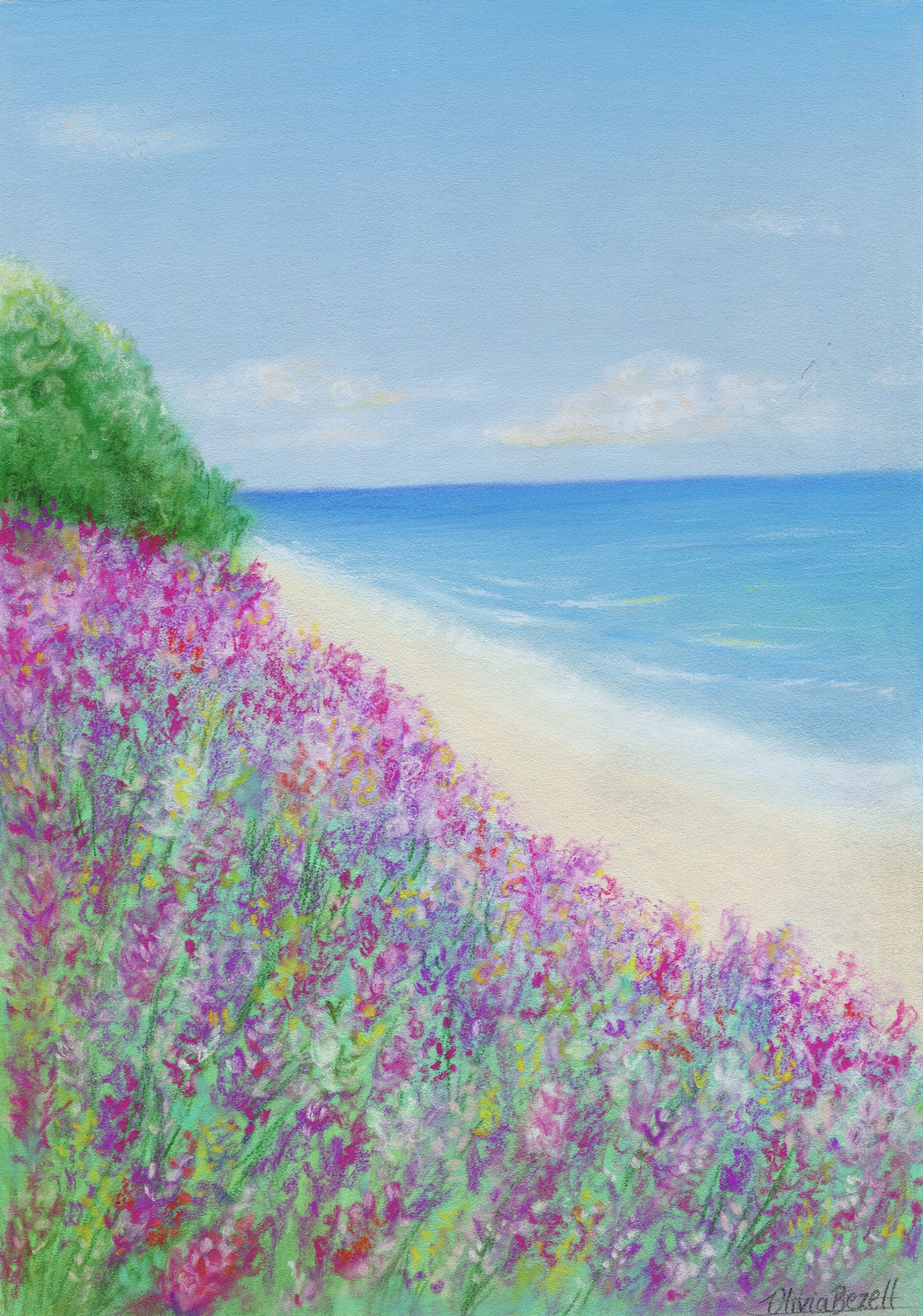 'By the Sea' pastel original