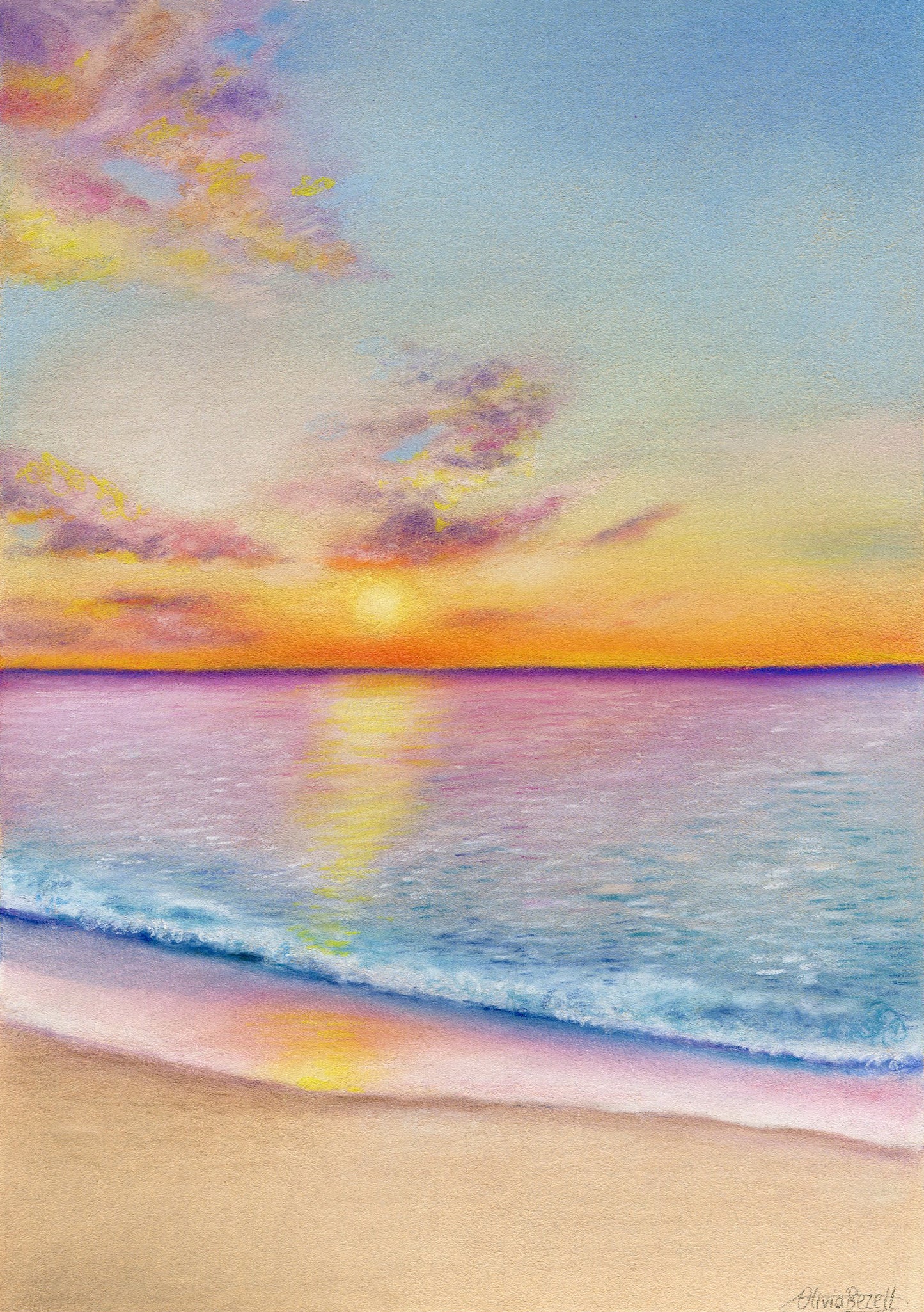 'Ocean Dusk' pastel original