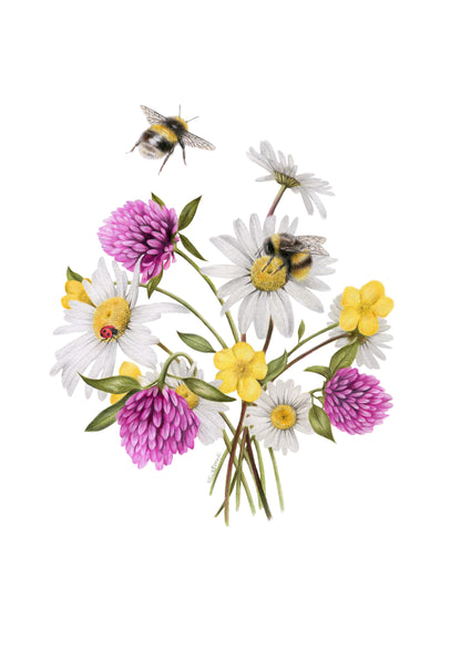 Wildflowers and Bees Greeting Card